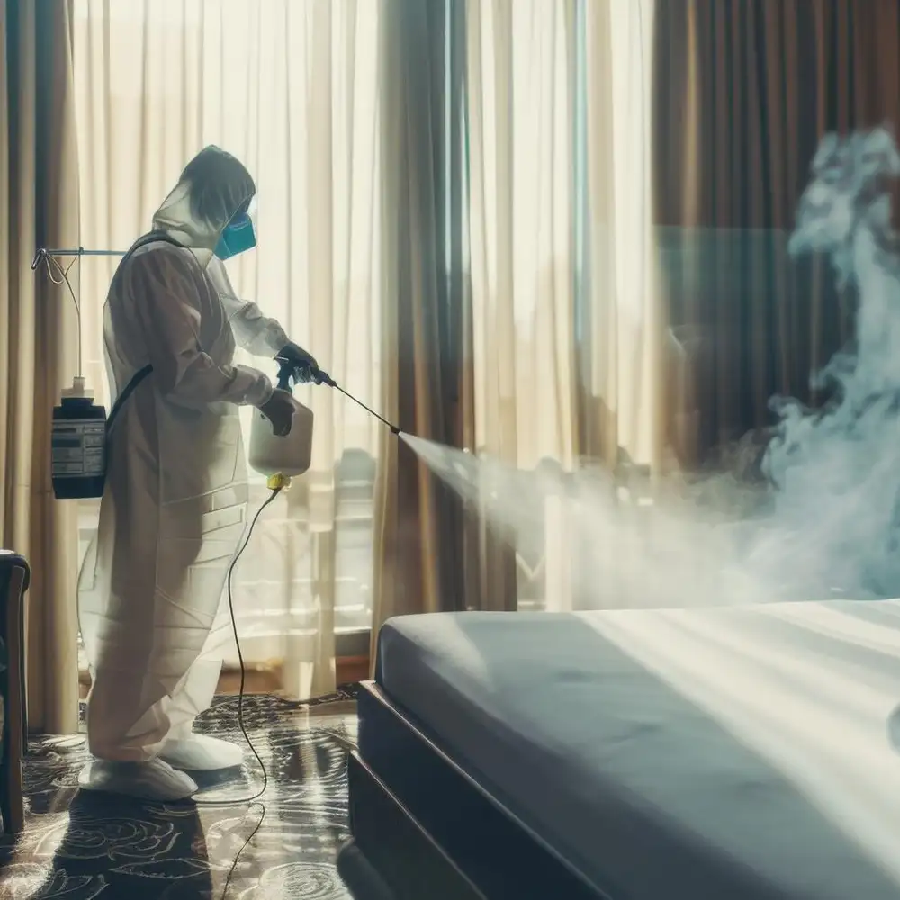 Désinfection chambre d'hôtel